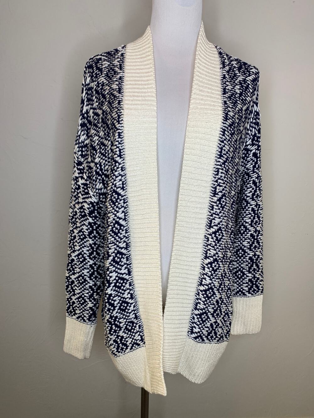 Gap XS / S Navy Blue Cream Heavy Cardigan Open Front